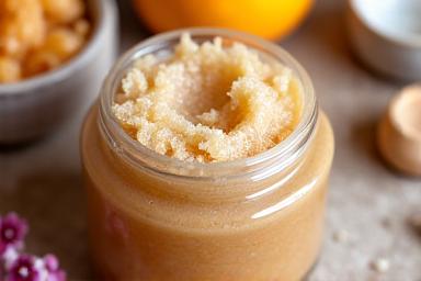 Natural sugar body scrub for gentle exfoliation